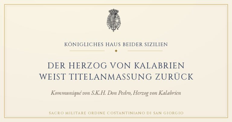 Der Herzog von Kalabrien weist Titelanmaßung zurück